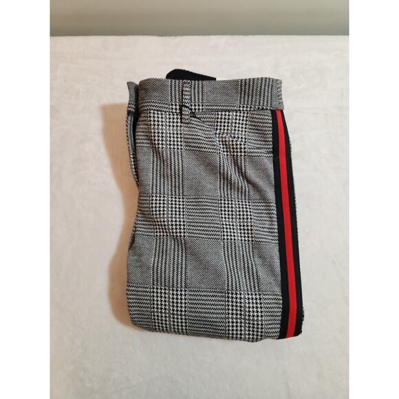 Express NWT Dress Pants Womens 6 30 X 28 Gray Check Patch Red Stripe Stretch - Picture 1 of 12